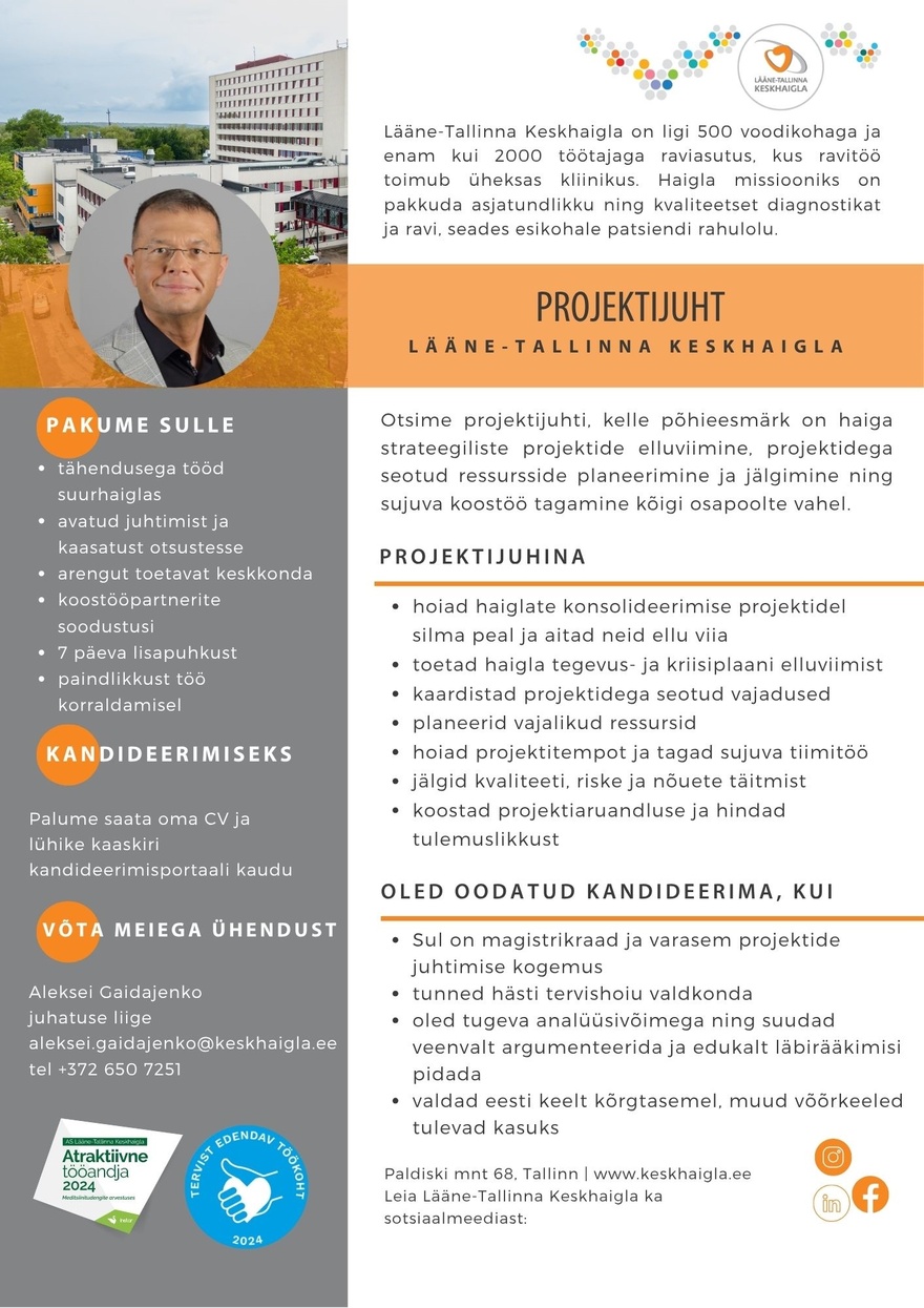 Lääne-Tallinna Keskhaigla Projektijuht