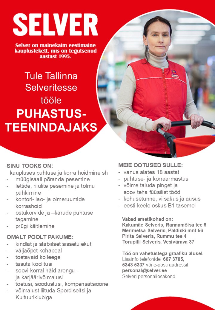 Selver Puhastusteenindaja Tallinna Selverites
