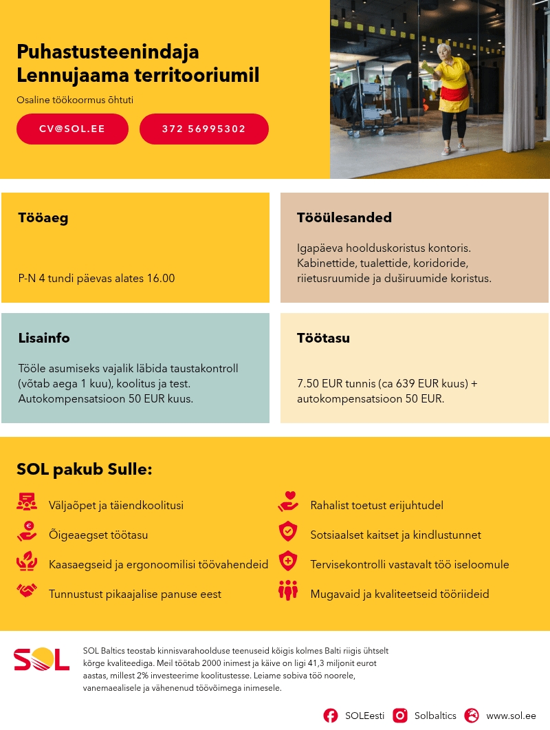 SOL Baltics OÜ Puhastusteenindaja Lennujaama territooriumil