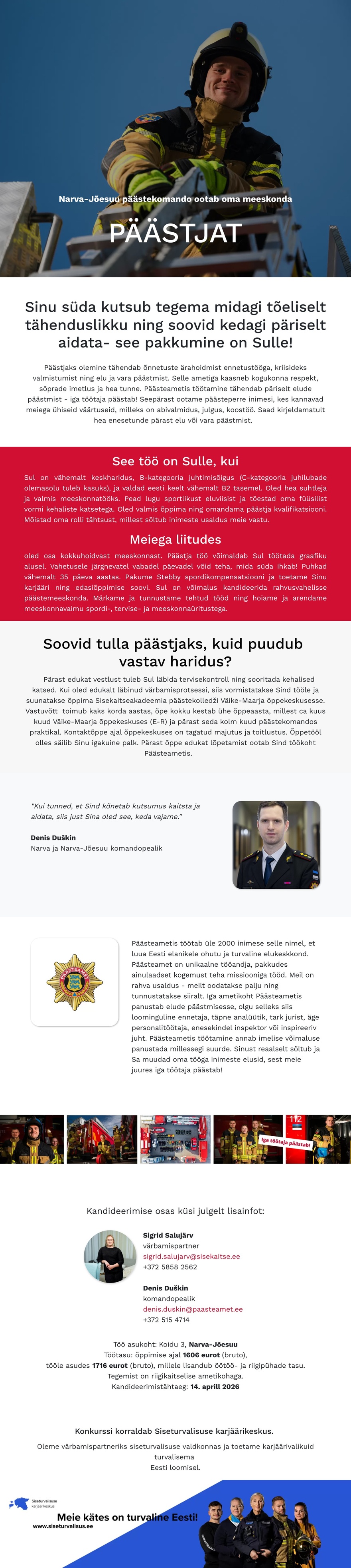 Siseturvalisuse karjäärikeskus Narva-Jõesuu päästekomando päästja