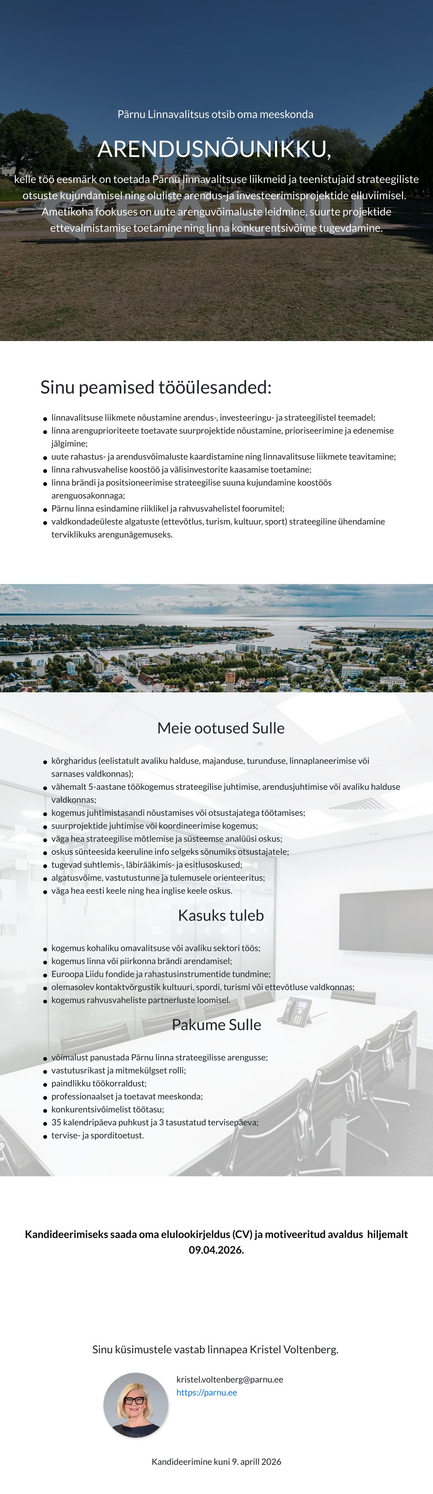 Pärnu Linnavalitsus Arendusnõunik