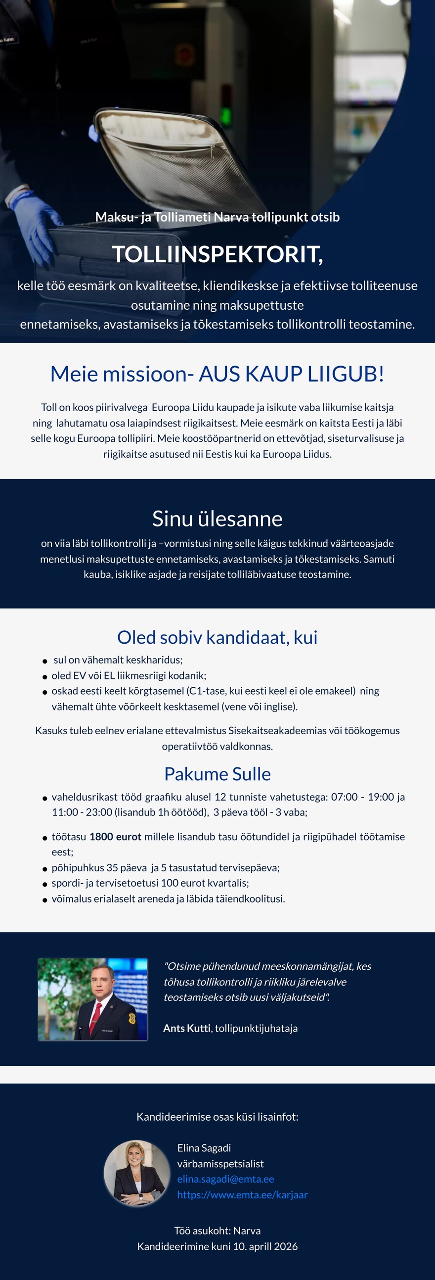 Maksu- ja Tolliamet Tolliinspektor (Narva tollipunkt)