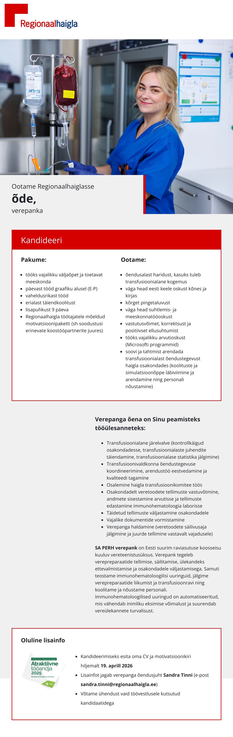 Põhja-Eesti Regionaalhaigla Õde verepanka