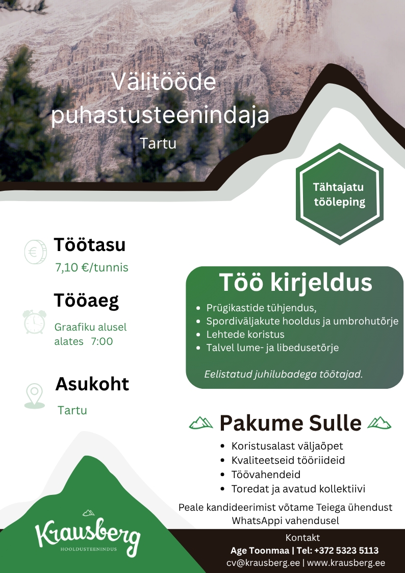 Krausberg Eesti OÜ Puhastusteenindaja