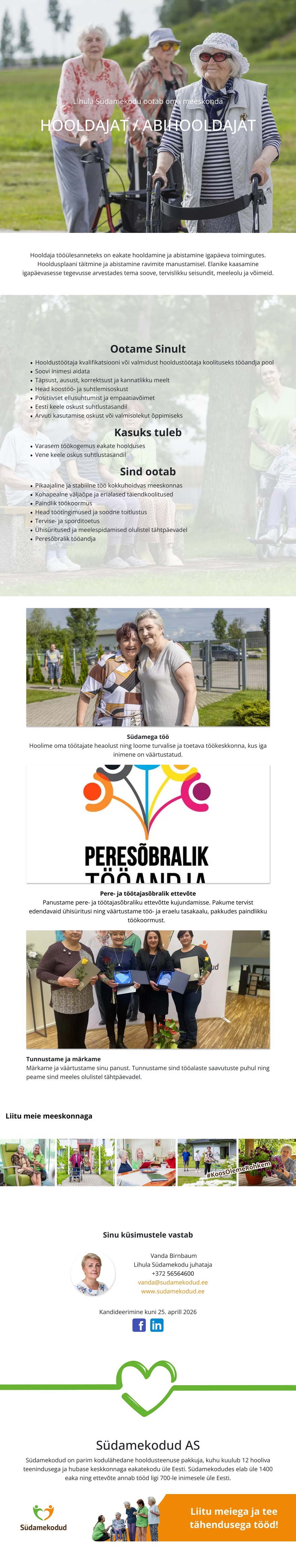 Lihula Südamekodu Hooldaja/Abihooldaja Lihula Südamekodusse