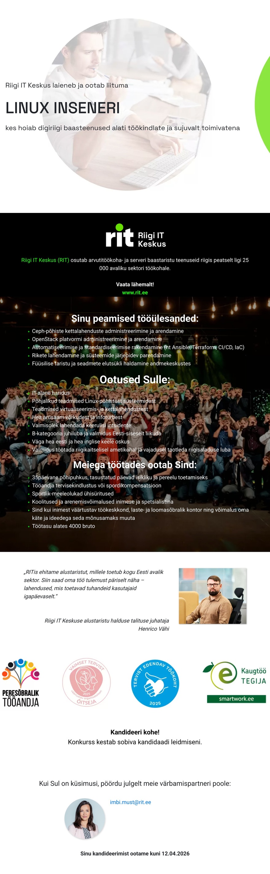 Riigi IT Keskus Linux insener