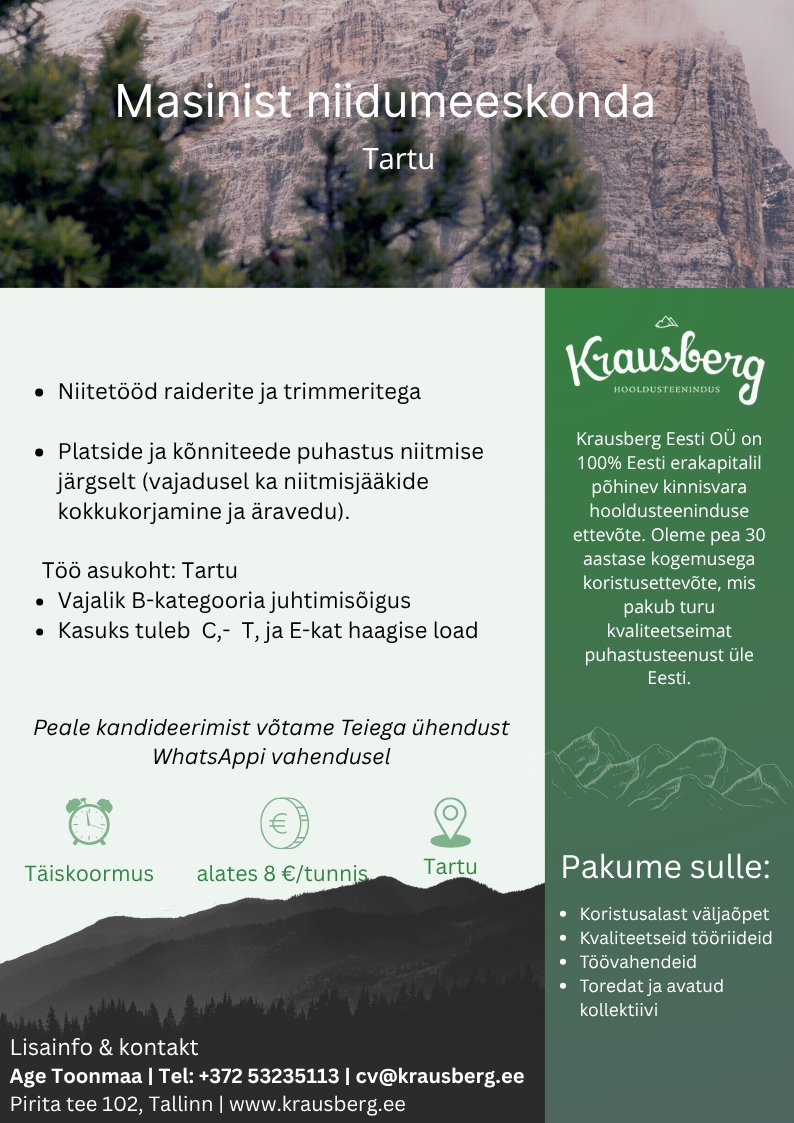 Krausberg Eesti OÜ Masinist niidumeeskonda, Tartu