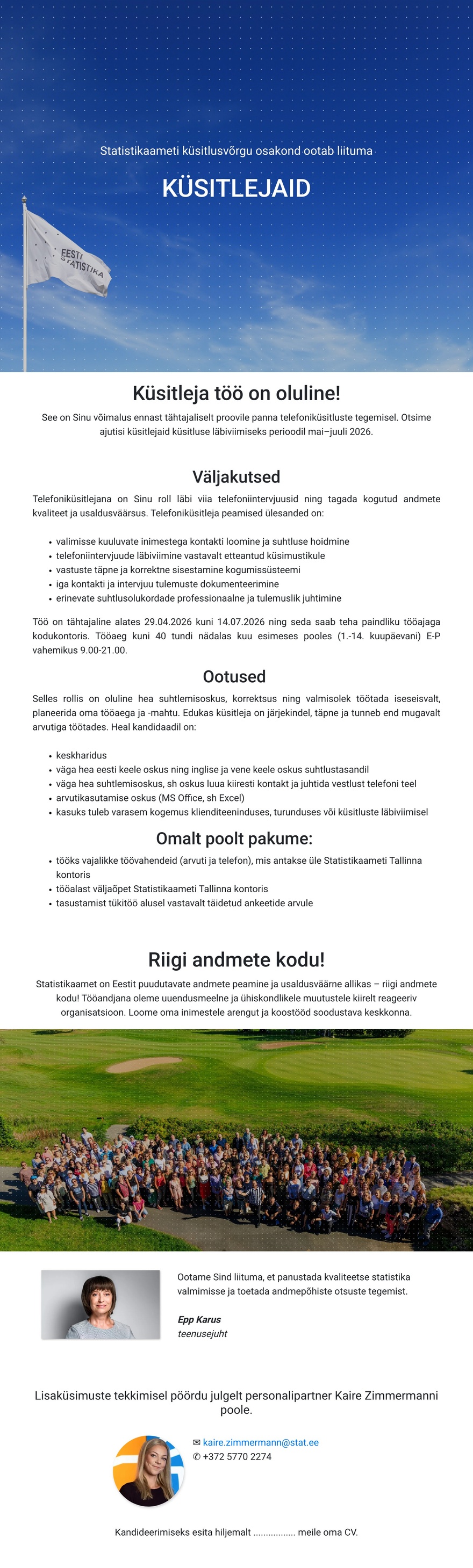 Personali- ja tugiteenuste osakond Küsitleja