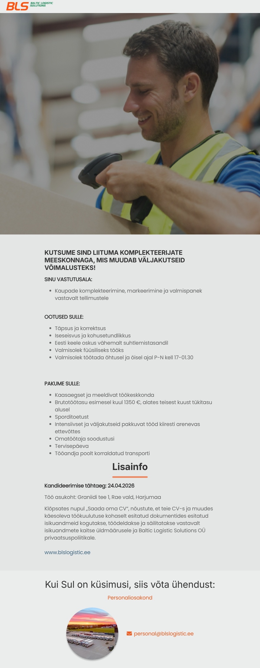 Baltic Logistic Solutions OÜ Komplekteerija