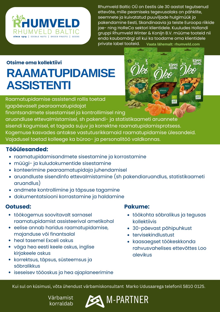 M-Partner HR Raamatupidamise assistent
