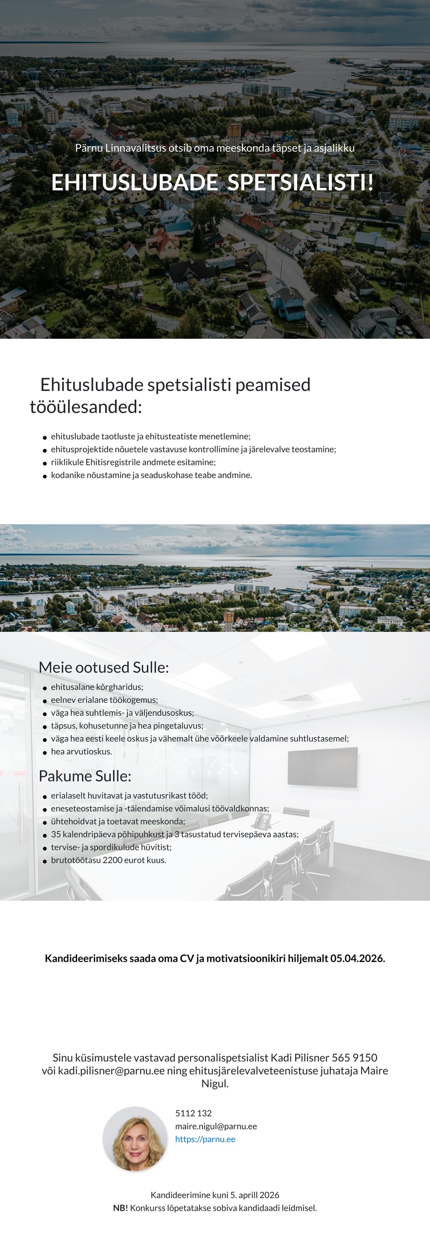 Pärnu Linnavalitsus Ehituslubade spetsialist