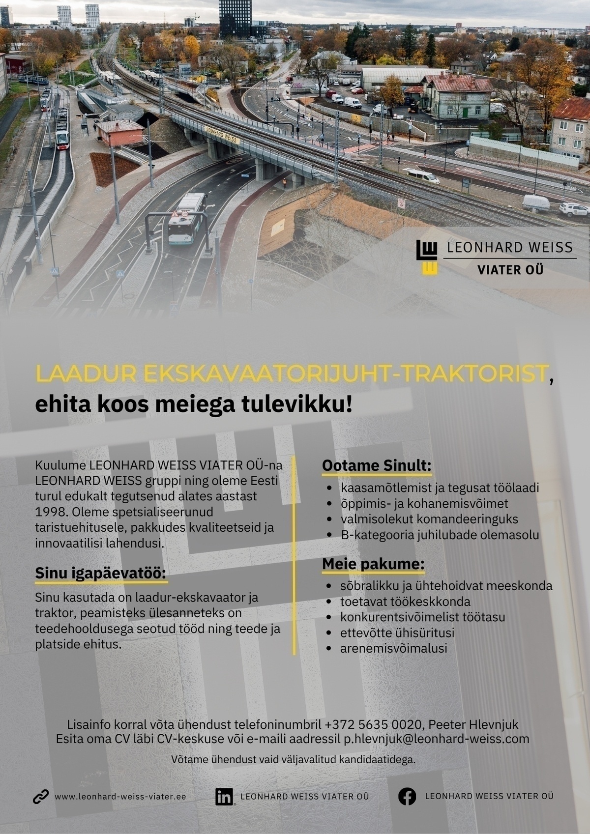 LEONHARD WEISS VIATER OÜ Laadur ekskavaatorijuht- traktorist