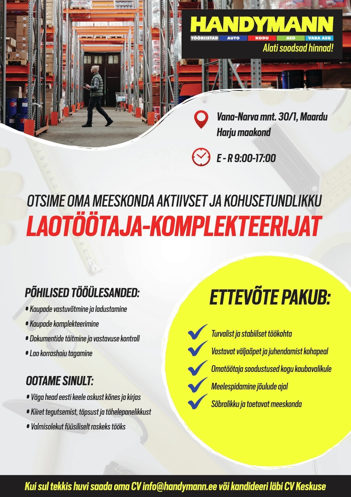 Handymann OÜ Laotöötaja-komplekteerija