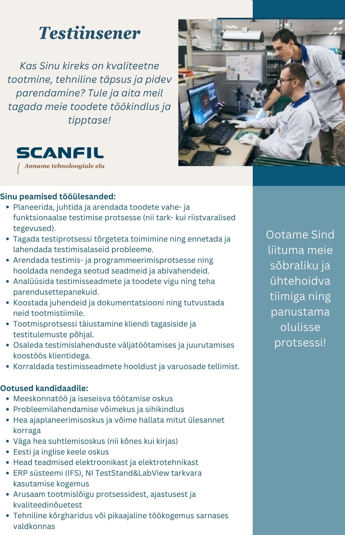 Scanfil OÜ Testiinsener