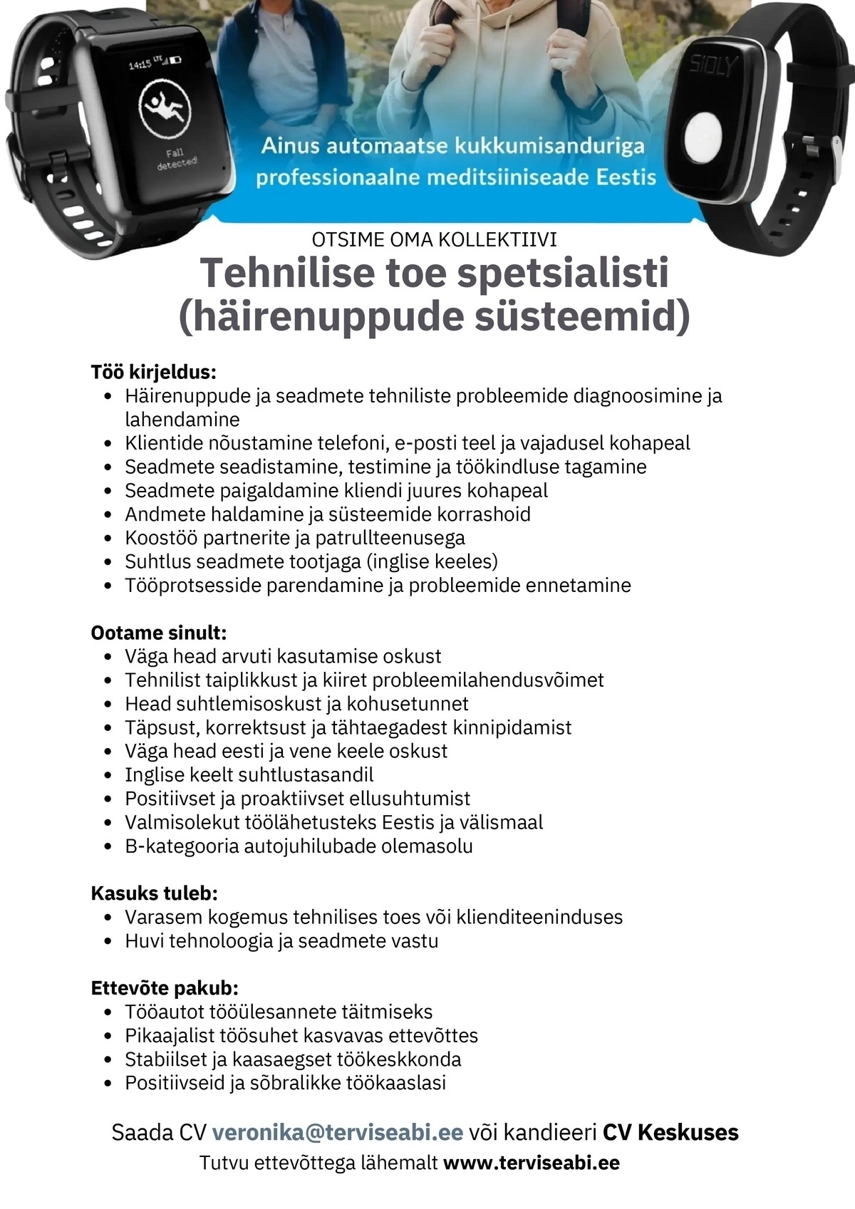 Tervise Abi OÜ Tehnilise toe spetsialist (häirenuppude süsteemid)