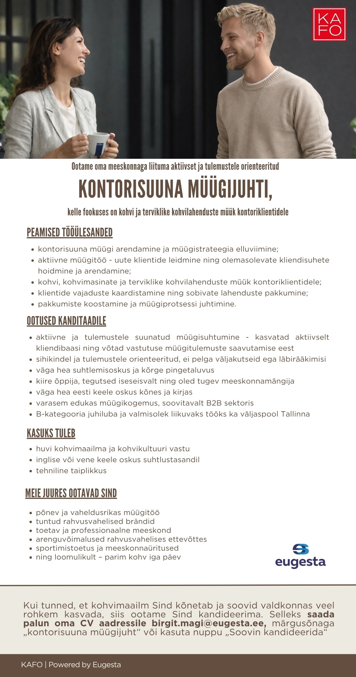 Eugesta Eesti OÜ KAFO kontorisuuna müügijuht