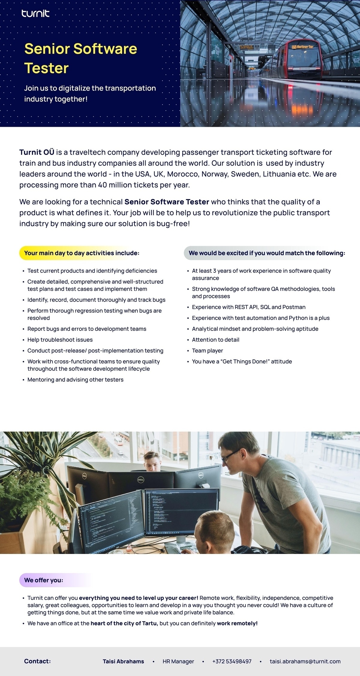 TURNIT OÜ Senior Software Tester