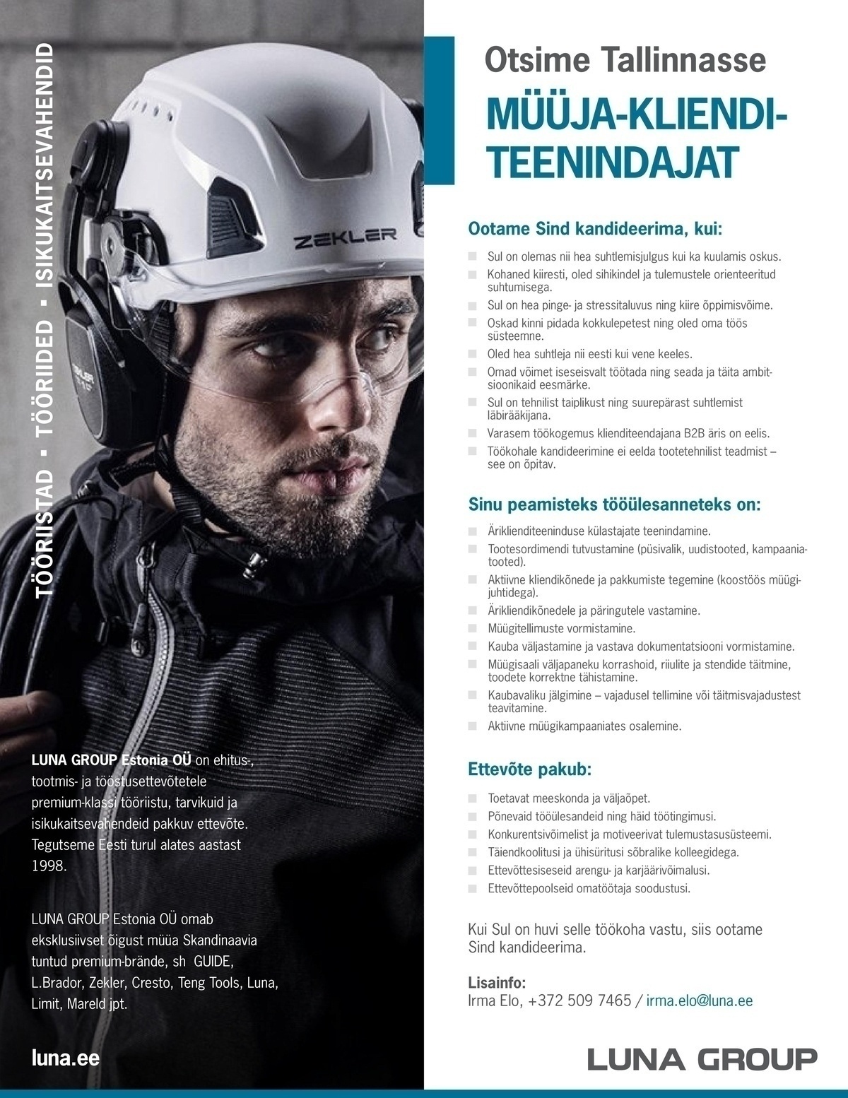 LUNA GROUP ESTONIA OÜ Müüja-klienditeenindaja