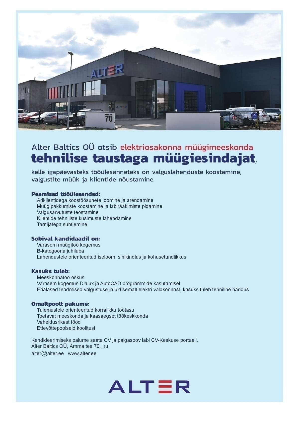 Alter Baltics OÜ Müügiesindaja