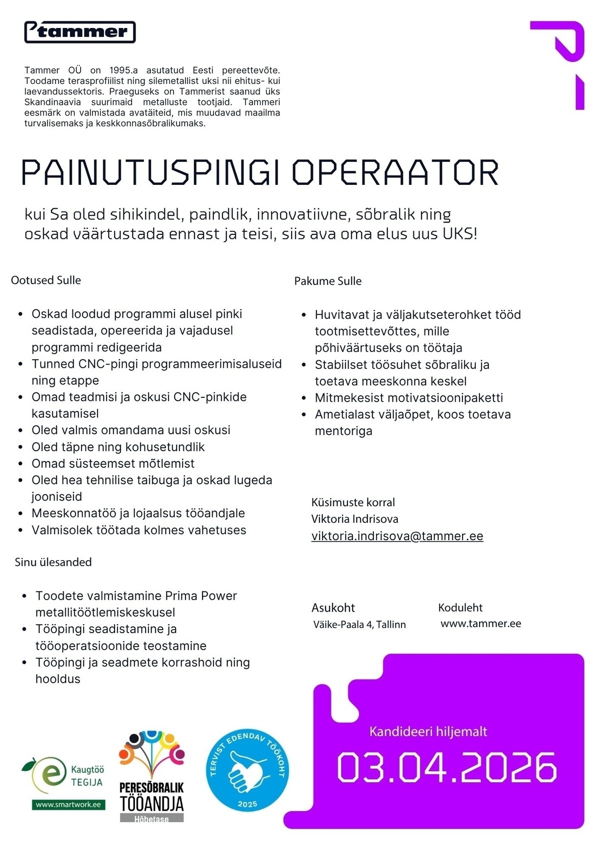 Tammer OÜ Operaator