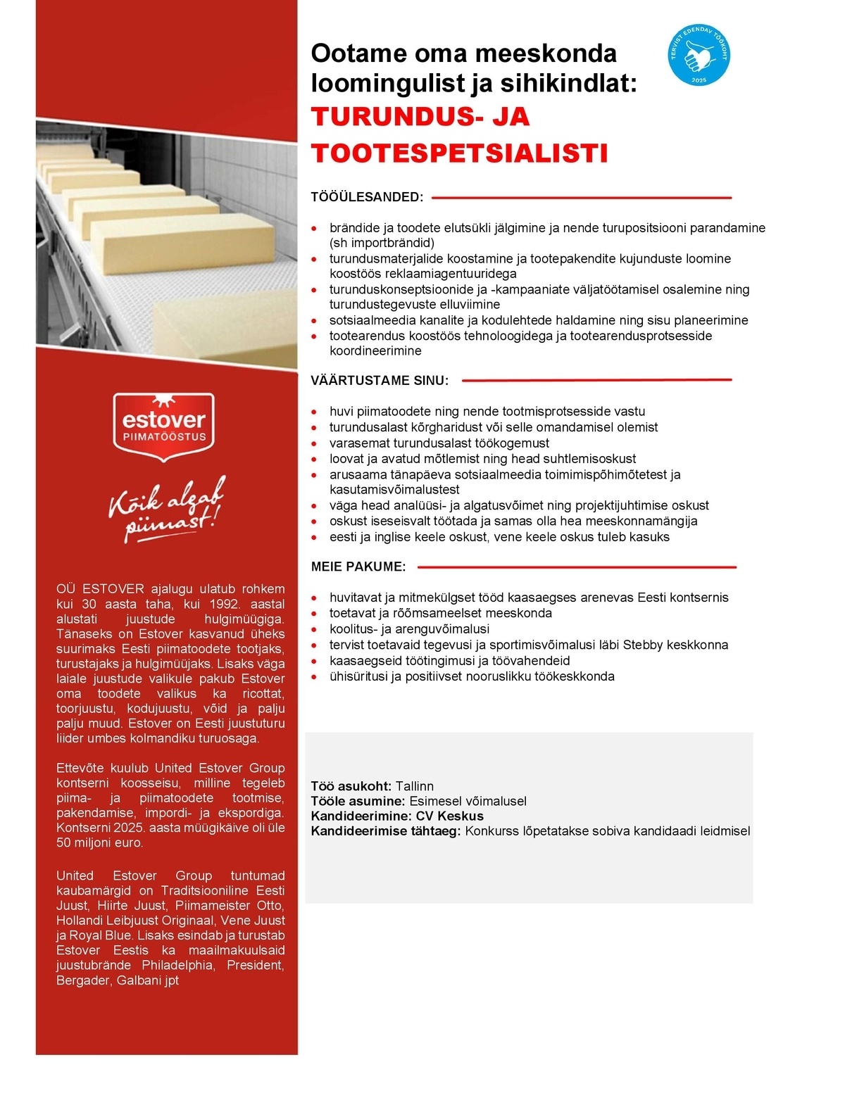 Estover OÜ Turundus- ja tootespetsialist