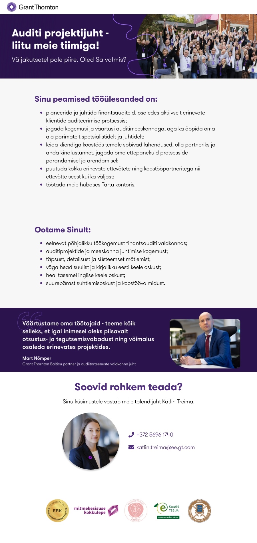GRANT THORNTON BALTIC OÜ Auditi projektijuht