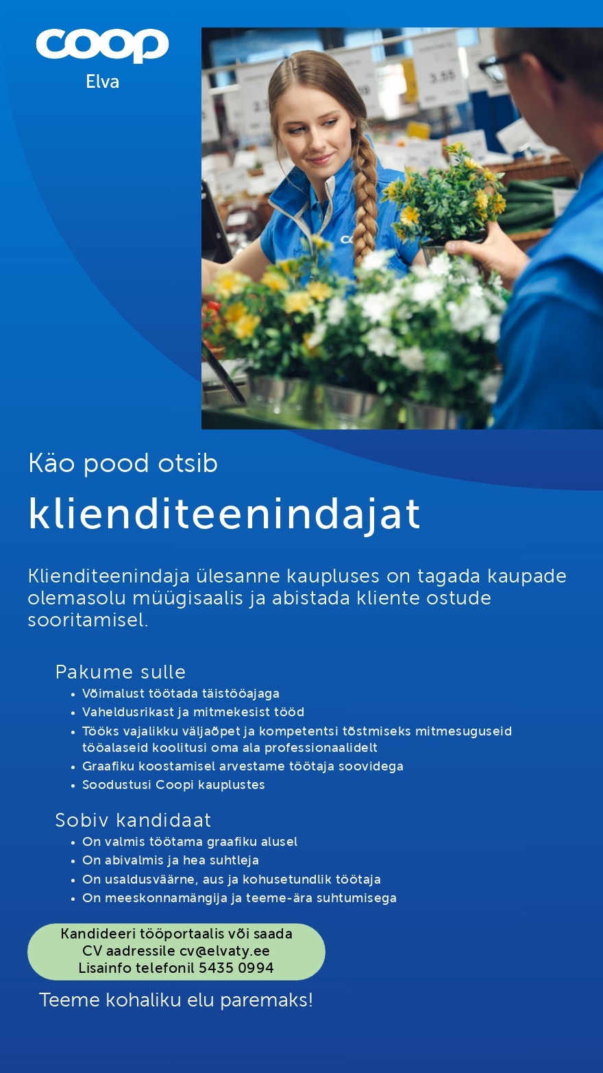 Elva Tarbijate Ühistu Klienditeenindaja Käo poodi