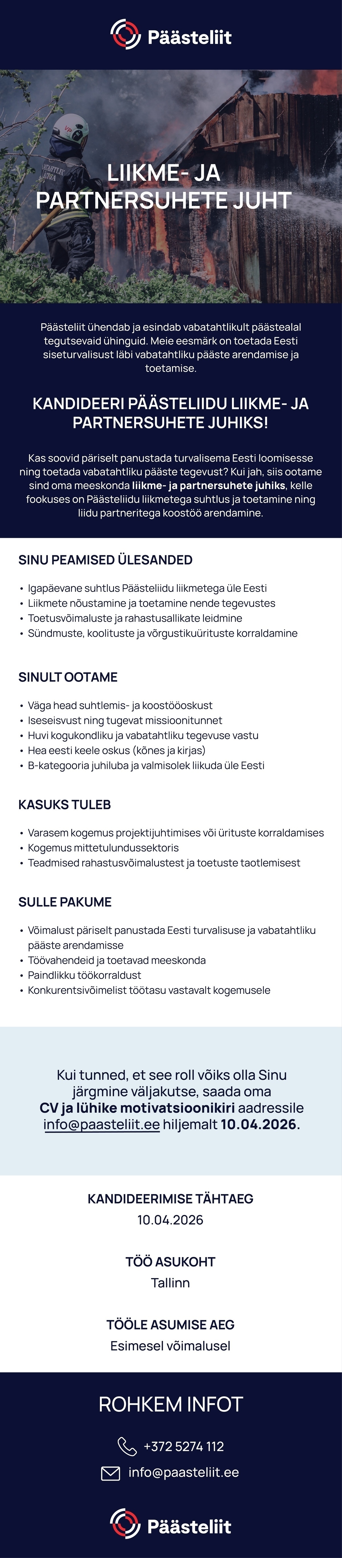 Päästeliit Liikme- ja partnersuhete juht