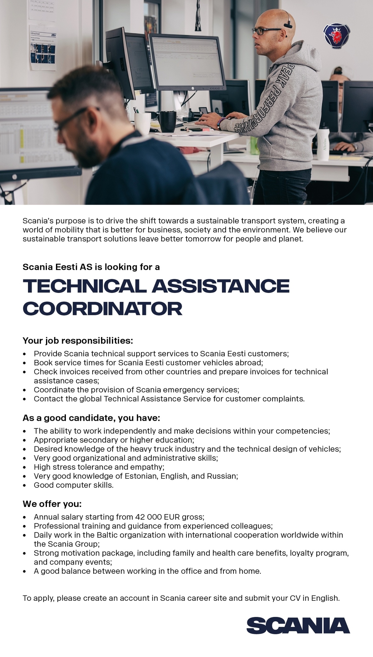 Scania Eesti AS Scania Technical Assistance Coordinator