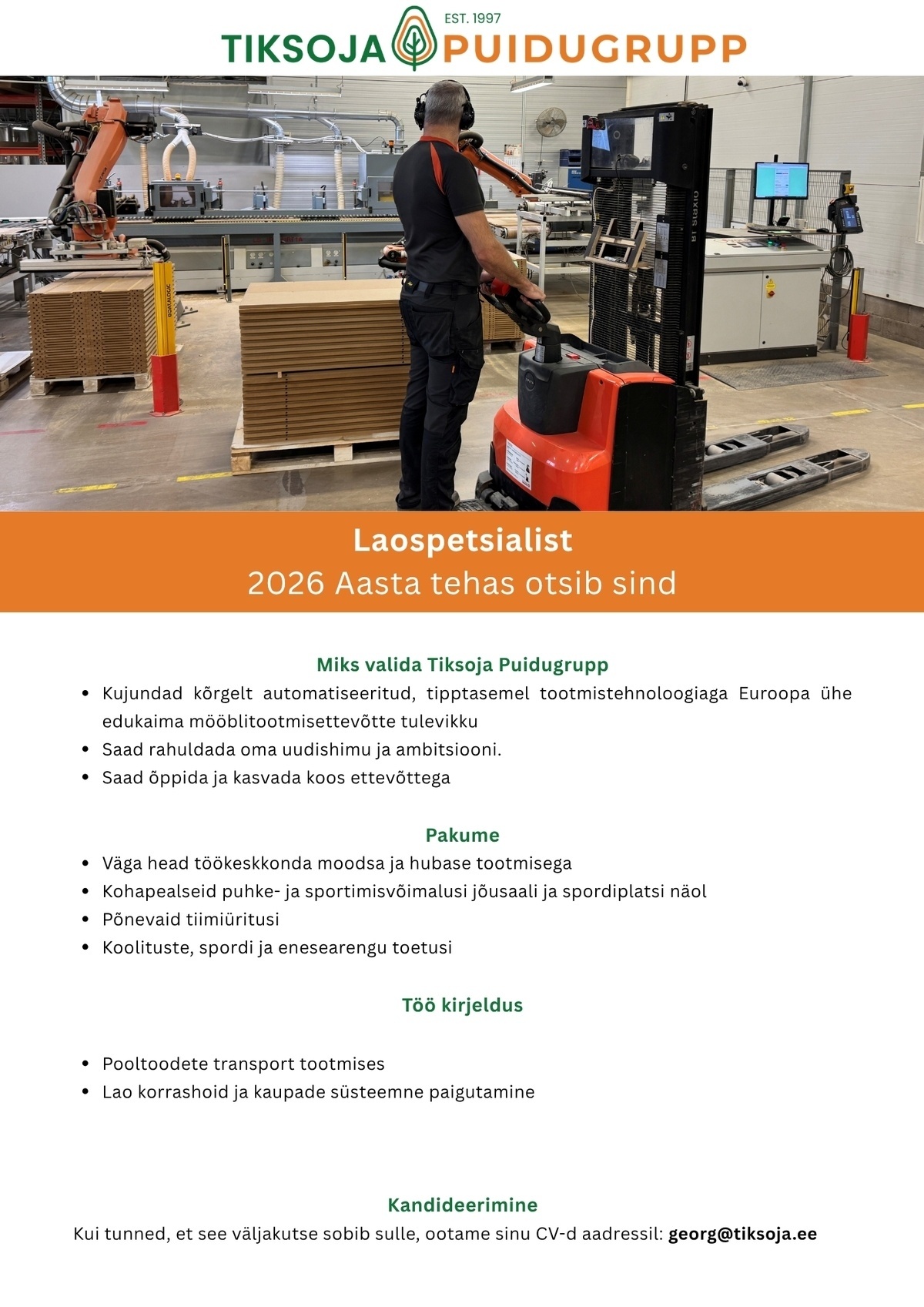 Tiksoja Puidugrupp AS LAOSPETSIALIST