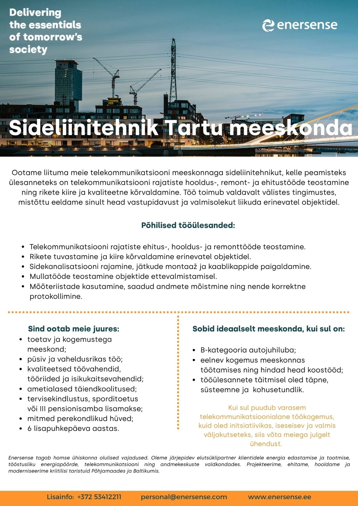 ENERSENSE AS Sideliinitehnik Tartu meeskonda