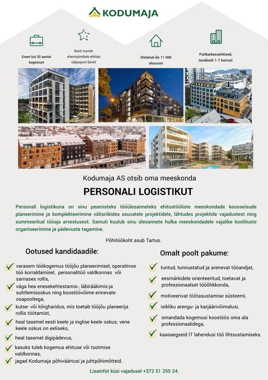 Kodumaja AS Personali logistik