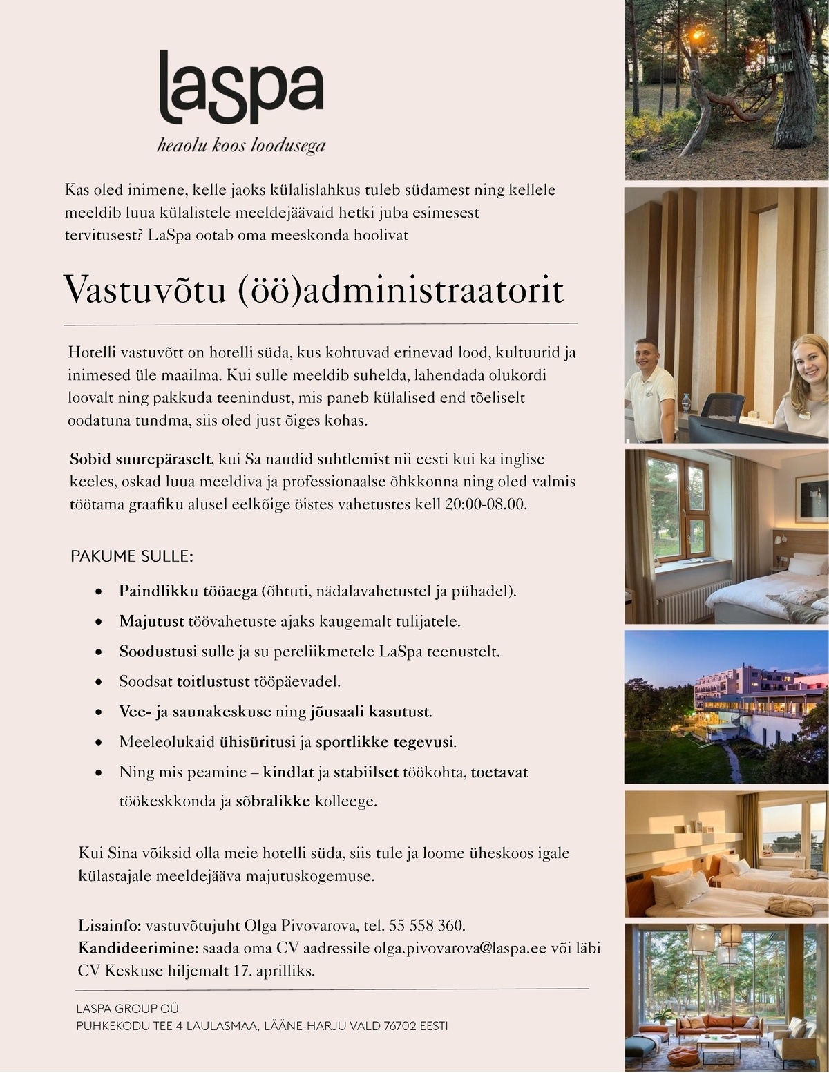 LaSpa Group OÜ Vastuvõtu (öö)administraator