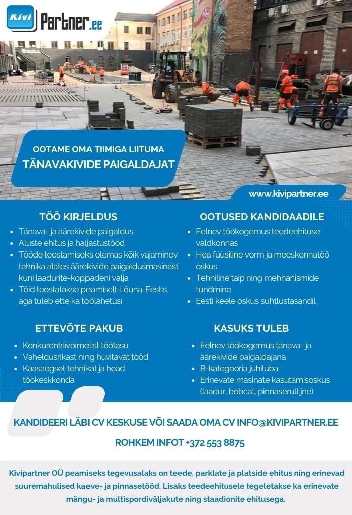KIVIPARTNER OÜ Tänavakivi paigaldaja