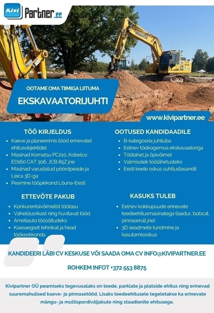 KIVIPARTNER OÜ Ekskavaatorijuht