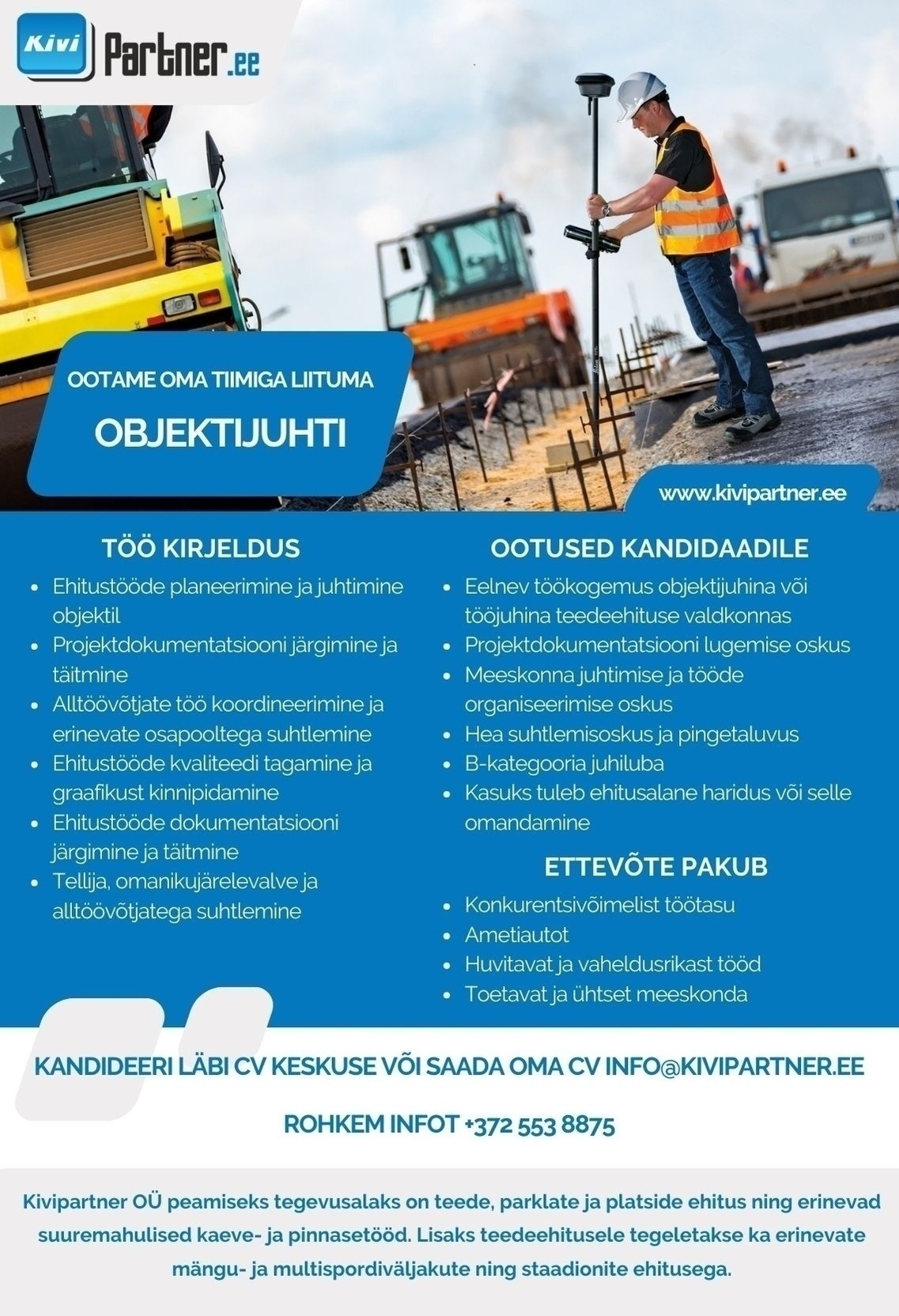KIVIPARTNER OÜ Objektijuht