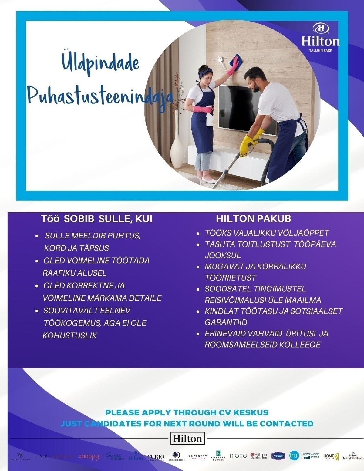 Hilton Tallinn Park Üldpindade puhastusteenindaja