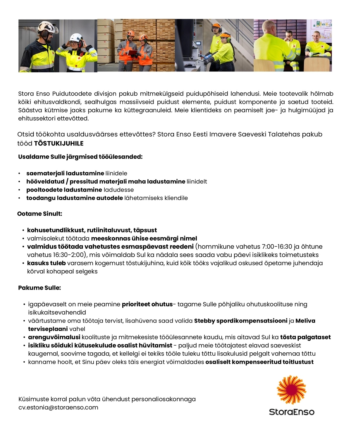 Stora Enso Eesti AS Tõstukijuht