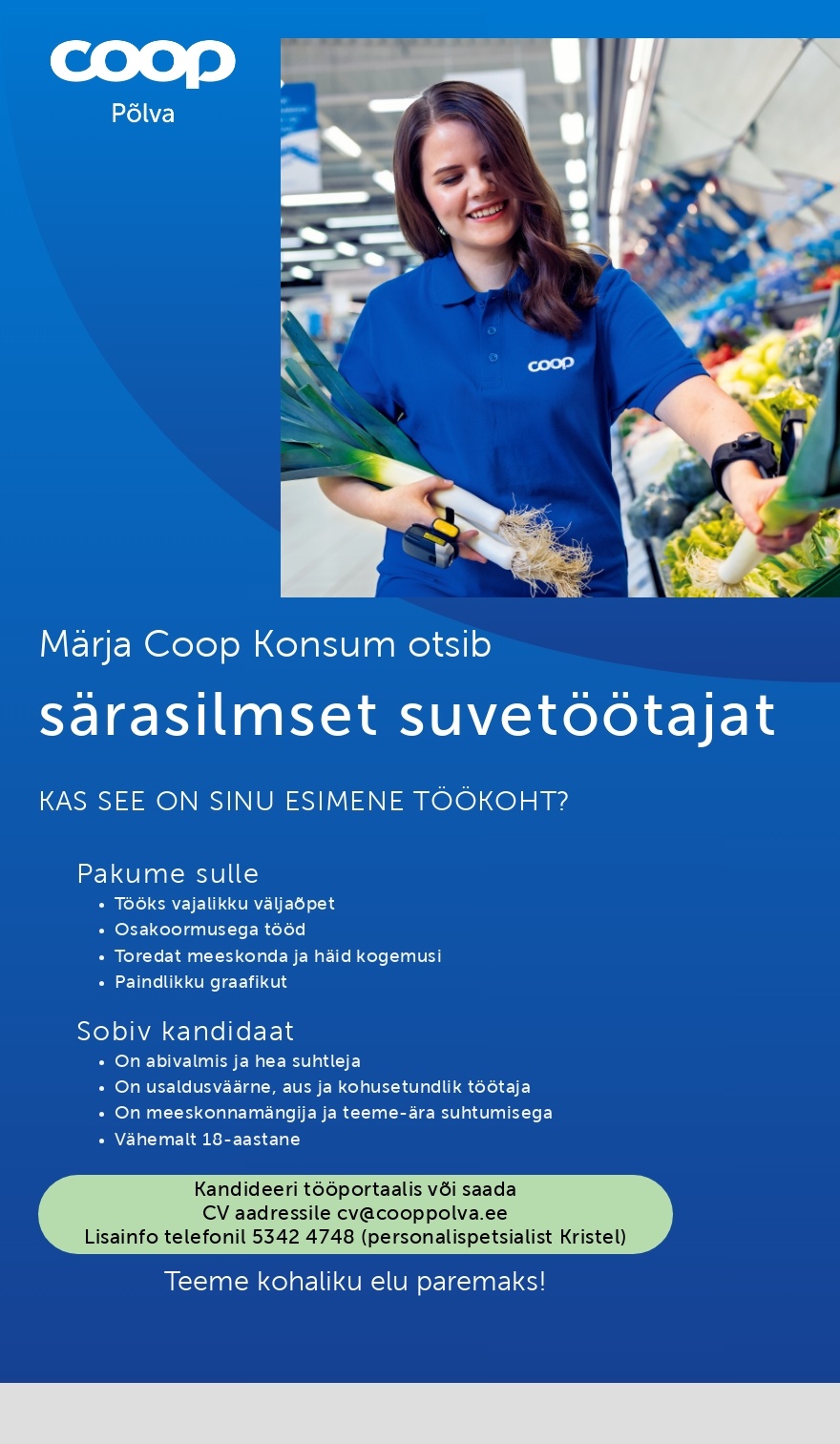 Coop Põlva Tarbijate Ühistu Klienditeenindaja Märja Coop Konsumis