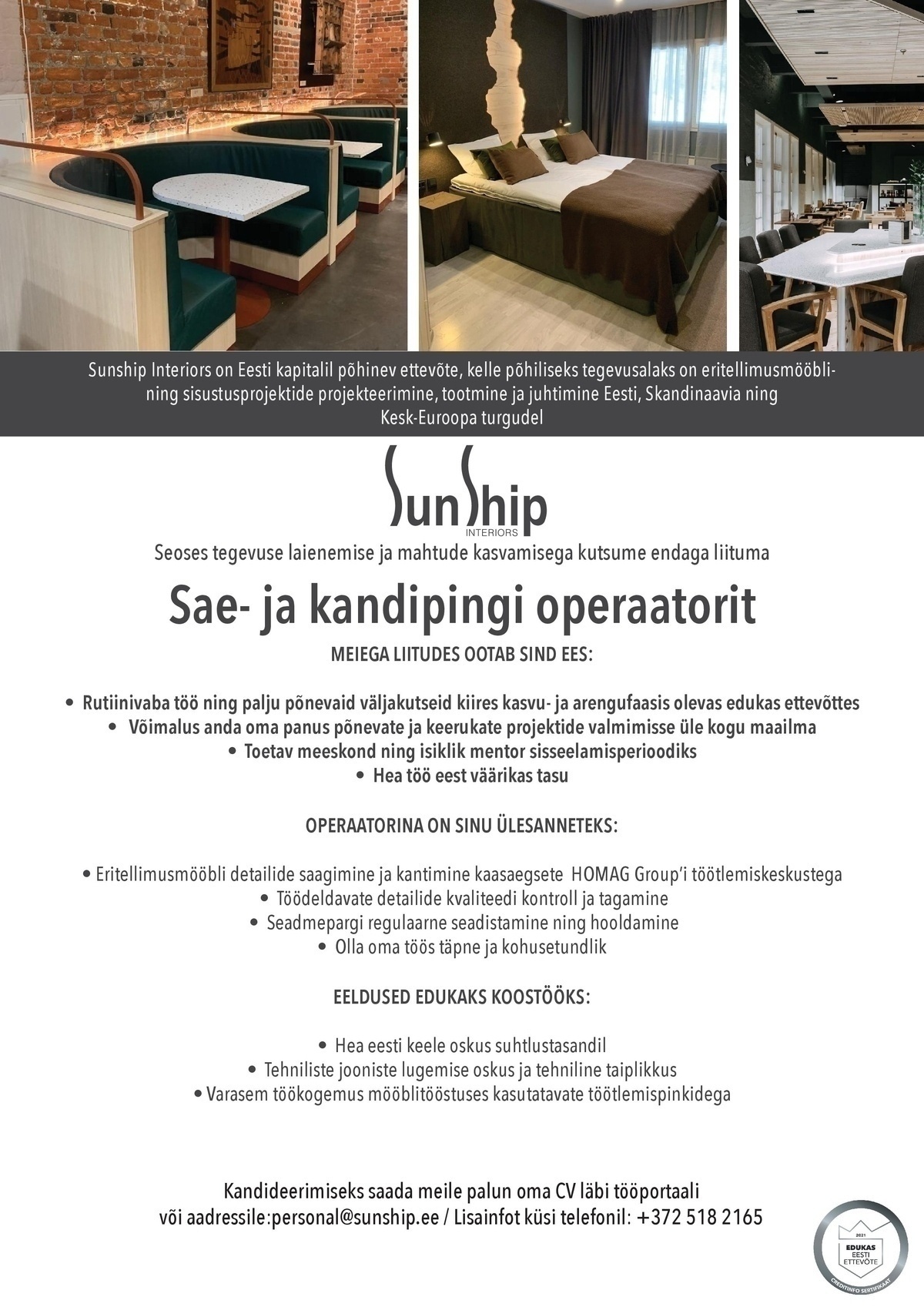 Sunship OÜ Sae- ja kandipingi operaator