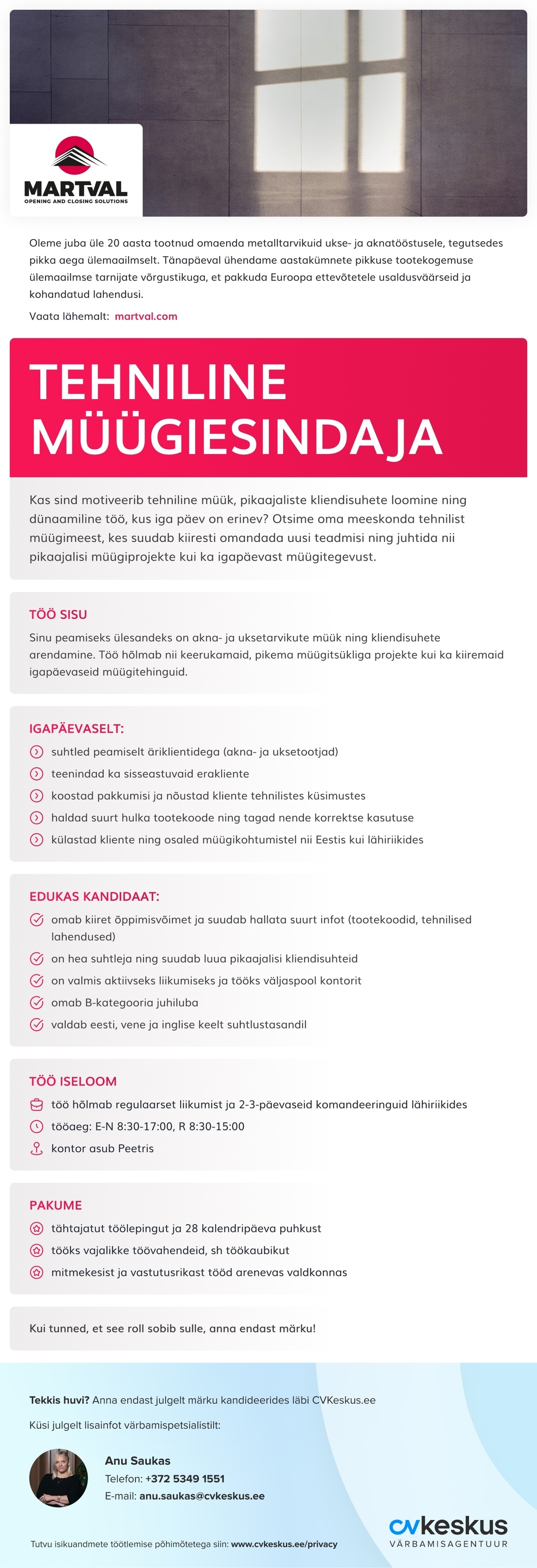 Martval OÜ TEHNILINE MÜÜGIESINDAJA