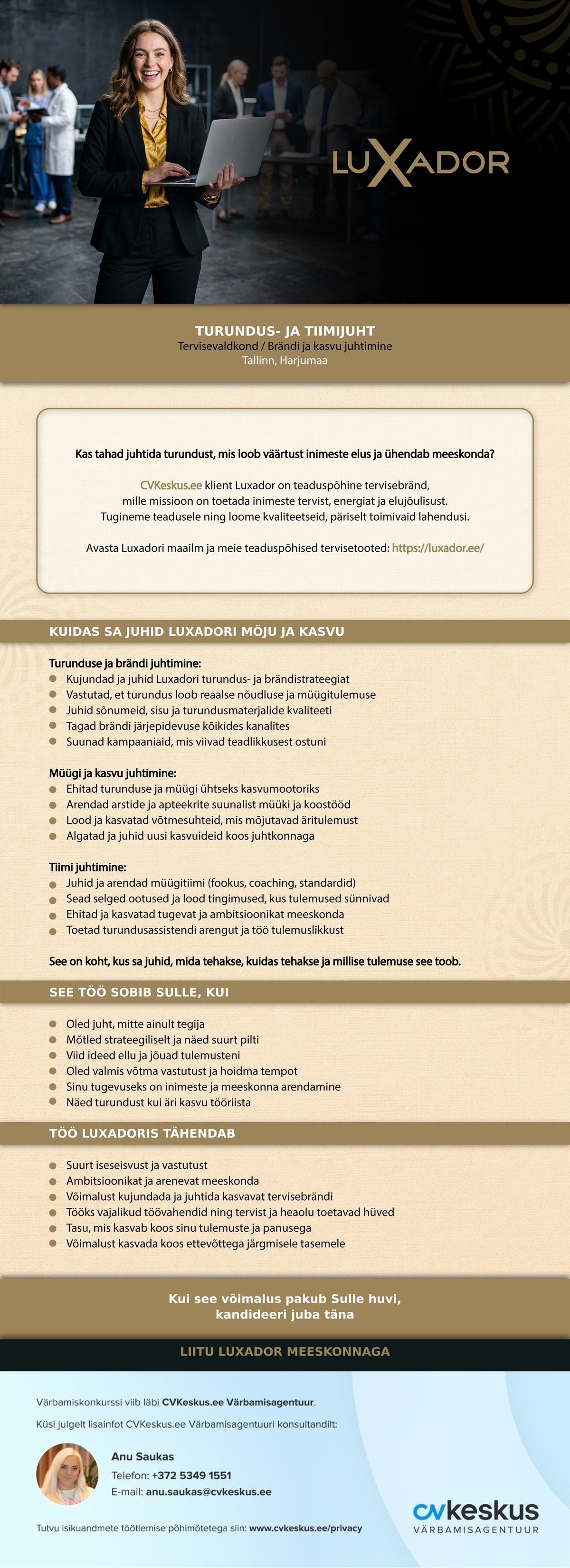 Luxador Eesti OÜ TURUNDUS- JA TIIMIJUHT