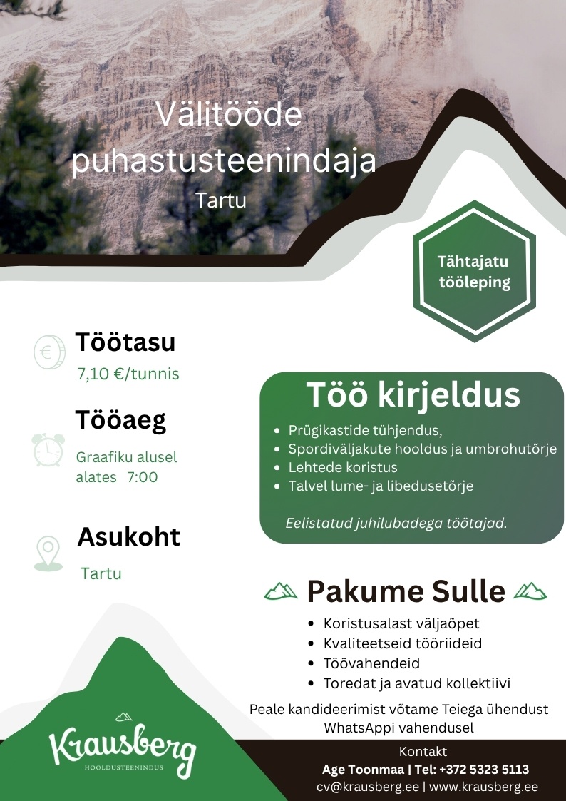 Krausberg Eesti OÜ Puhastusteenindaja