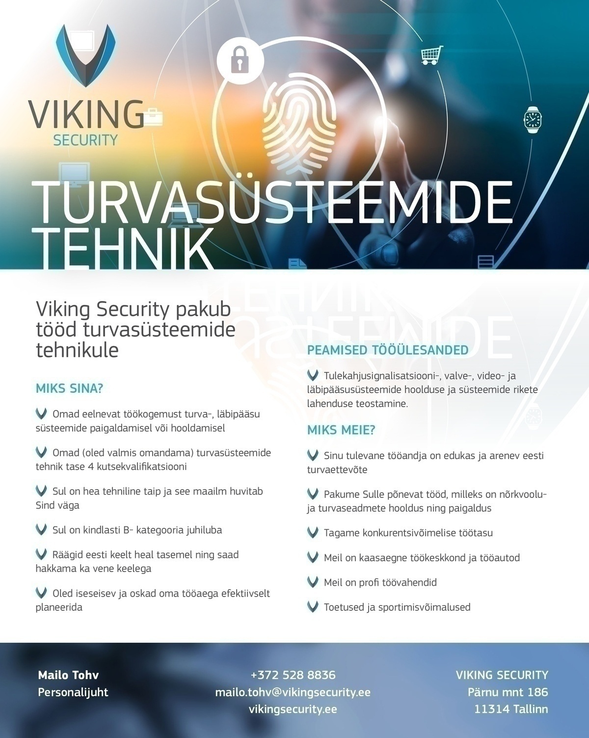 Viking Security AS Turvasüsteemide tehnik Tartus