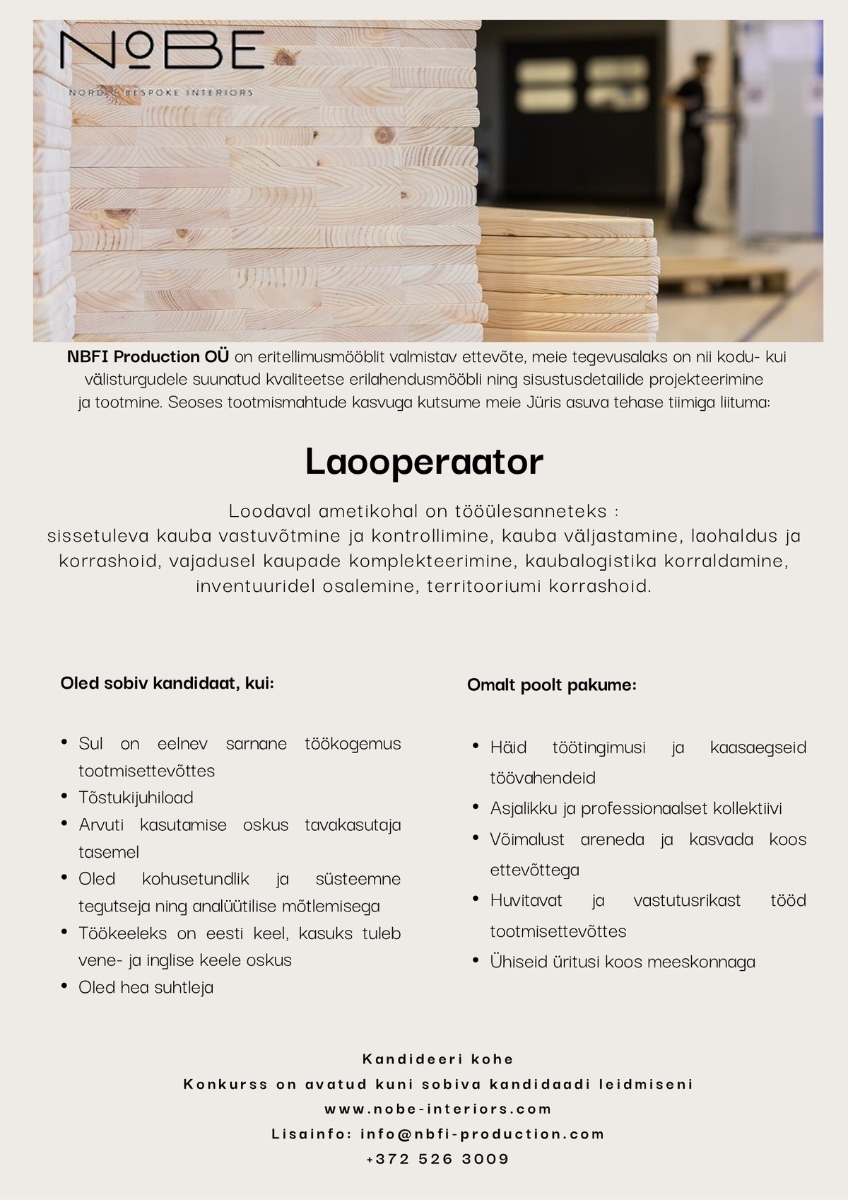 NBFI Production OÜ Laooperaator