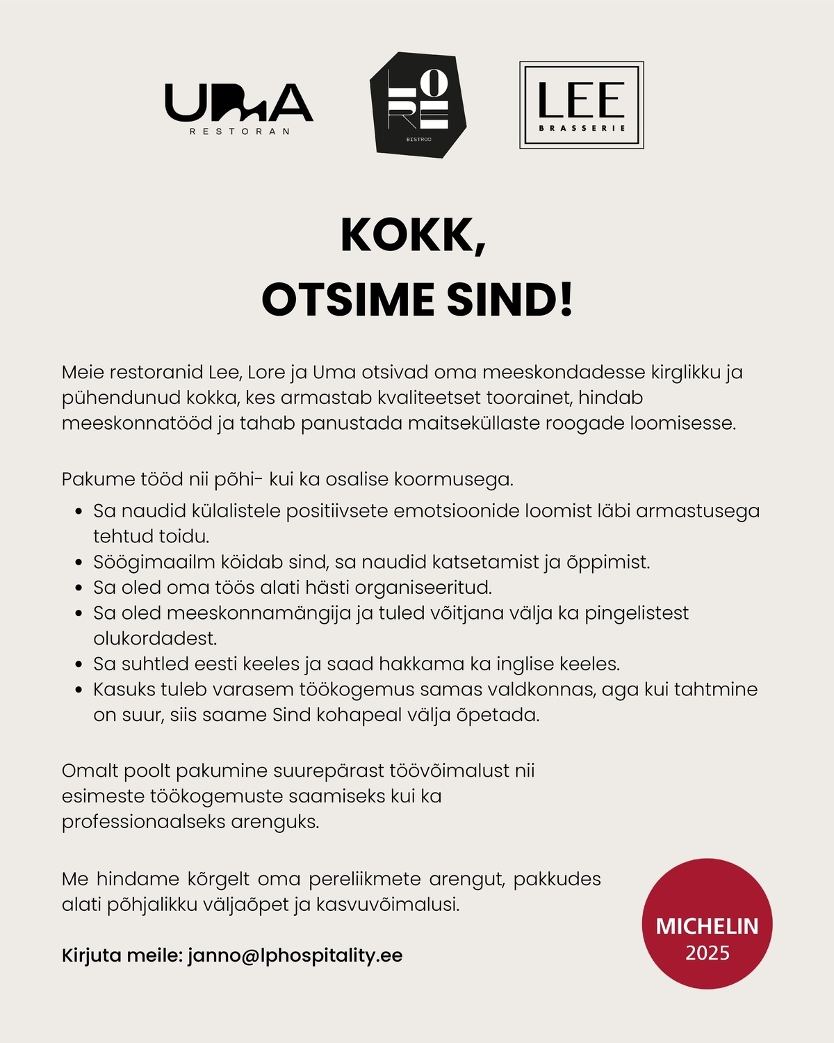 LP Hospitality Otsime kokka!