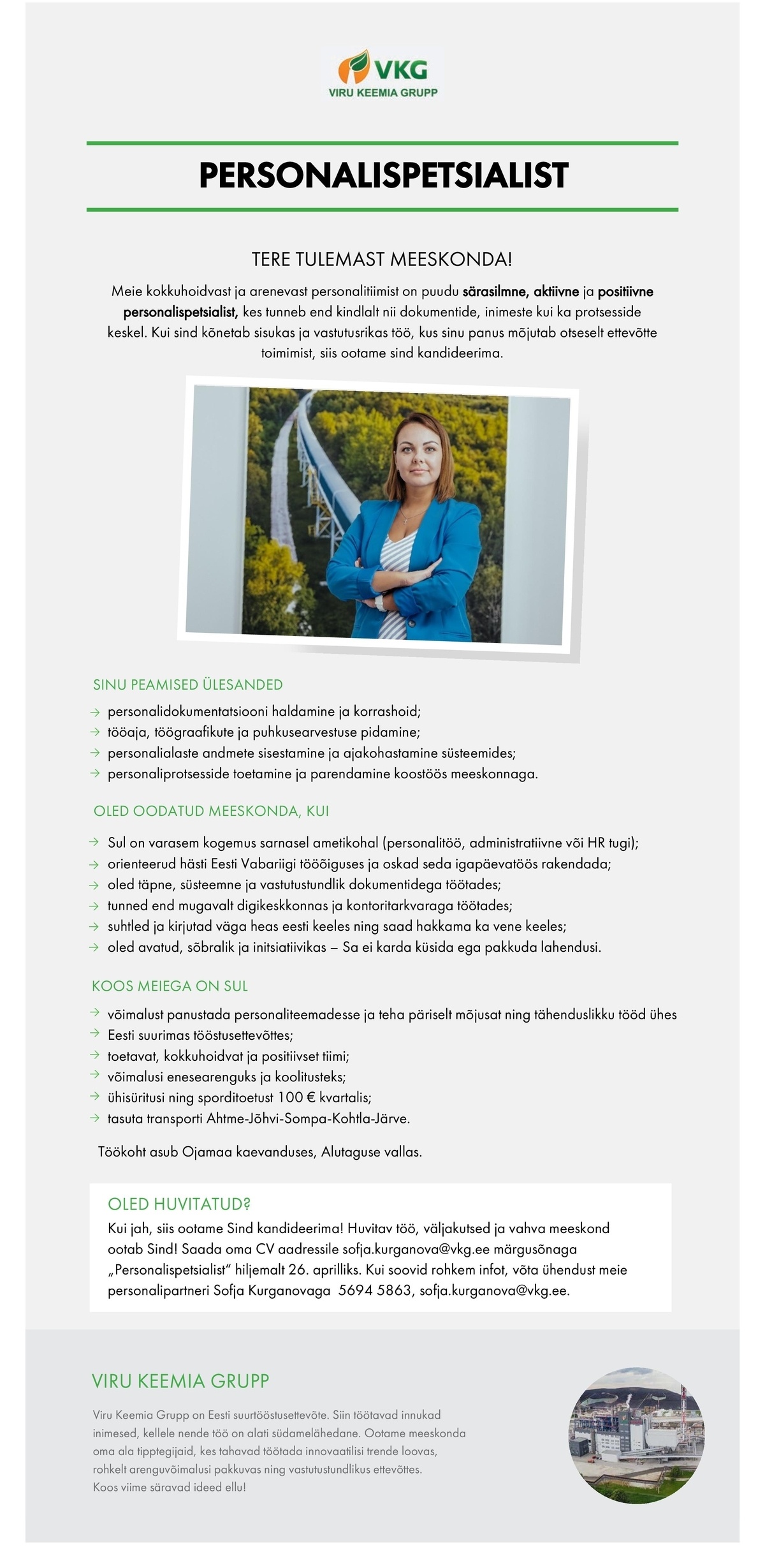 Viru Keemia Grupp AS PERSONALISPETSIALIST