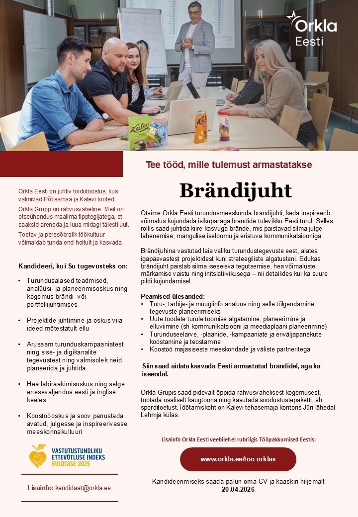 Orkla Eesti AS Brändijuht