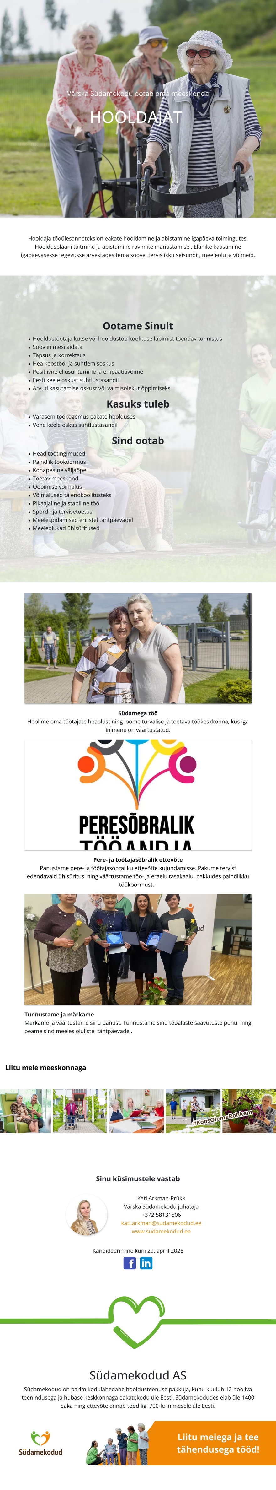 Värska Südamekodu OÜ Hooldaja