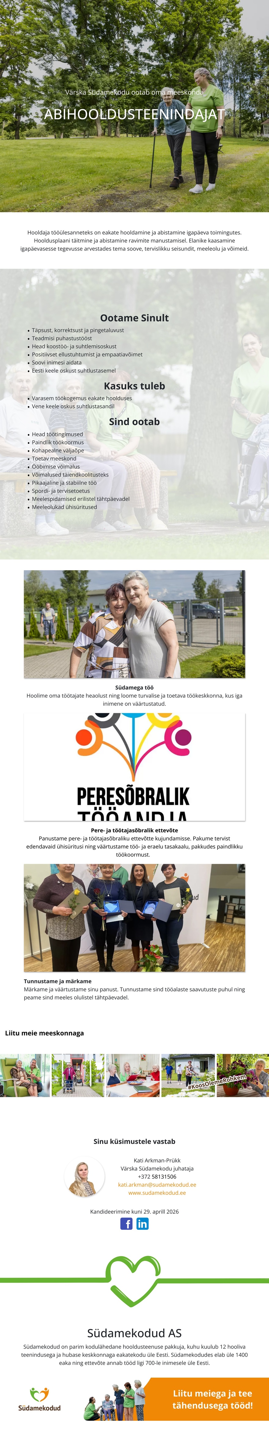 Värska Südamekodu OÜ Abihooldusteenindaja